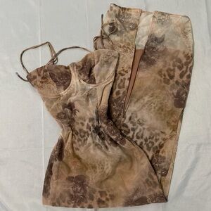 HOUSE OF CB AIZA CREAM CHEETAH PRINT CORSET MAXI DRESS